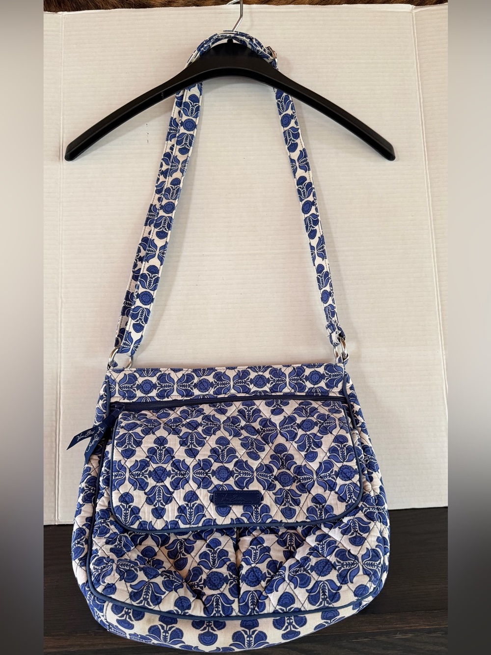Vera Bradley Blue and White Quilted Floral Shoulder Bag